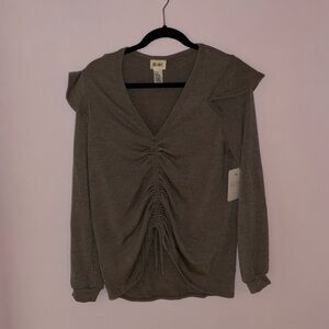 Brand new brown bunched blouse